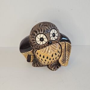 BARN OWL Bird glazed figurine Artesania Rinconada #13 Uruguay Folk Art signed